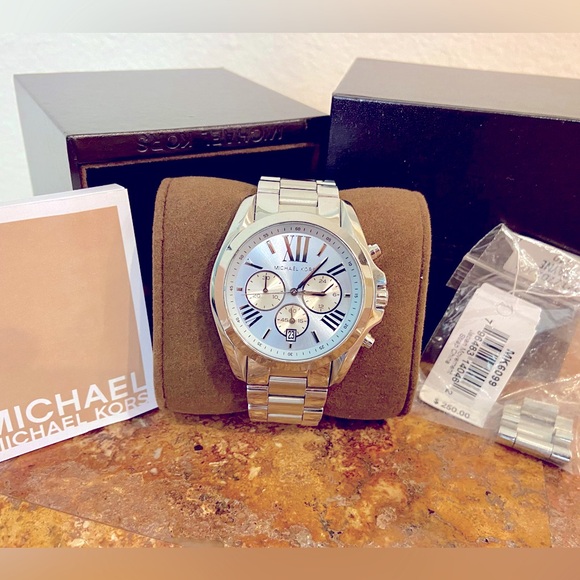 Michael Kors Blue/Steel 43mm Watch Bradshaw - Picture 1 of 5